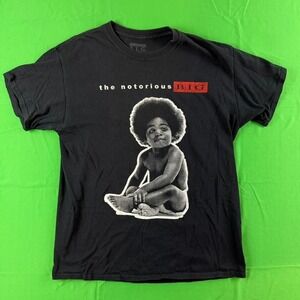 Notorious BIG Shirt Short Sleeve Crew Neck Concert T Shirt Biggie Smalls Black L